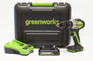 Greenworks Ütvefúró-csavarozó akkumulátoros Greenworks GD24DD60K2 24v, 60 nm, akku és töltővel Ütvefúró-csavarbehajtó akkumulátoros