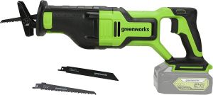 Greenworks Orrfűrész akkumulátoros Greenworks GD24RS 24v, vmélység fa: 210mm, fém: 20mm, akku-töltő nélkül Orrfűrész akkumulátoros